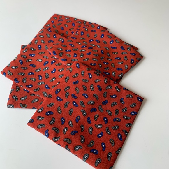 Set of 6 handmade rust toned cotton with petite paisley print coasters 3”x3” - Picture 3 of 5